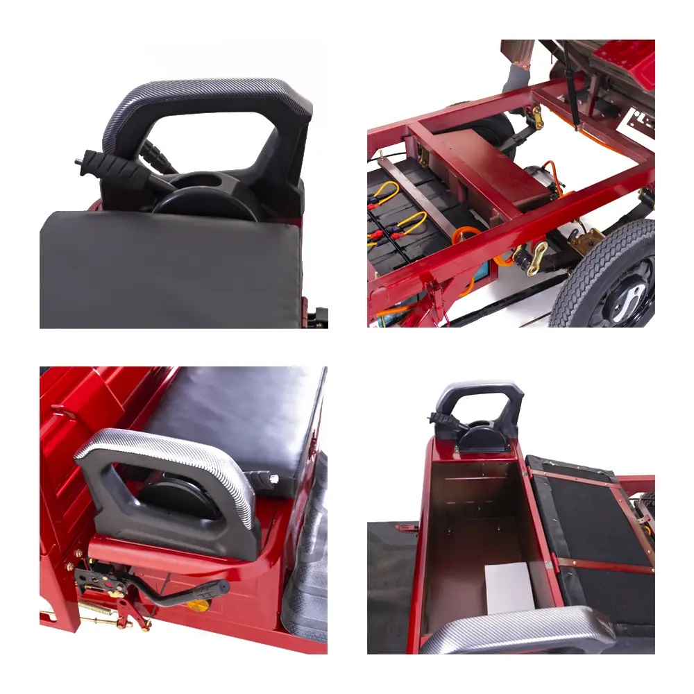 triciclu electric 2000W, motor fără perii 2000W, baterie plumb-acid 72V, baterie 58Ah, autonomie 68 km, viteză maximă 25 km/h, greutate maximă admisă 617 kg, benă basculabilă manual, suspensie față/spate, frâne disc față, frâne tambur spate, anvelope 3.5-12 față, anvelope 3.75-12 spate, garda la sol 150 mm, timp de încărcare 6-8 ore, dimensiuni 299.8x106.8x134.5 cm, greutate vehicul 189 kg, spațiu de depozitare, unghi de urcare 8°, număr locuri 1, anvelope cu cameră de aer, sistem de frânare eficient, structură robustă, design ergonomic, manevrabilitate ușoară, stabilitate crescută, consum redus de energie, durabilitate în timp, întreținere simplă, fiabilitate ridicată, performanță constantă, eficiență energetică, adaptabilitate la terenuri variate, capacitate de încărcare mare, confort în utilizare, siguranță sporită, autonomie extinsă, încărcare rapidă, compatibilitate cu infrastructura existentă, emisii zero, nivel redus de zgomot, costuri de operare scăzute, tehnologie avansată, control facil, indicatori de bord intuitivi, iluminare LED, protecție la suprasarcină, sistem de pornire rapidă, frână de parcare, scaun confortabil, suport pentru bagaje, protecție împotriva intemperiilor, caroserie rezistentă, sistem de suspensie adaptiv, frânare regenerativă, sistem de control al tracțiunii, afișaj digital, conectivitate Bluetooth, port USB pentru încărcare dispozitive, alarmă antifurt,