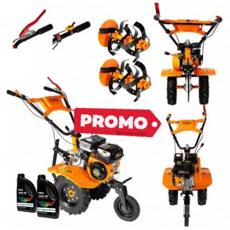 Motocultor 8cp 212cc, benzina 4T, 3 viteze, pornire manuala, cu roti si freze PACHET ulei inclus Detoolz 