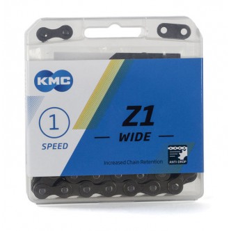 Lant KMC Z1 - 1v  -  1/2"x1/8" Nr. Zale: 112  -  Otel  -  Maro/Maro  -  Single speed, viteze in butuc, BMX, Track, Fixed