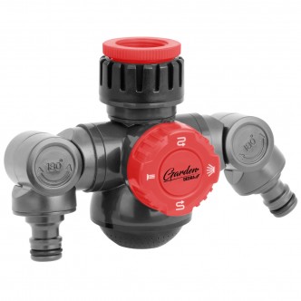 Conector unghiular dublu pentru robinet / furtun gradina 1/2", 3/4", Dedra
