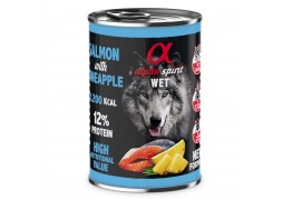 Conserva de hrana umeda Premium pentru caine Alpha Spirit, 93% carne de somon si ananas, 400g