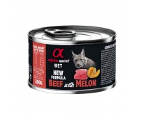 Conserva de hrana umeda Premium pentru pisica Alpha Spirit, 93% carne de vita si pepene, 200 g