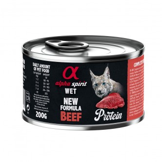 Conserva de hrana umeda Premium pentru pisica Alpha Spirit, 94% carne de vita si legume, 200 g