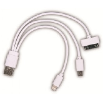 Cablu Date Micro + Lightning + 5 Pini 1A Alb