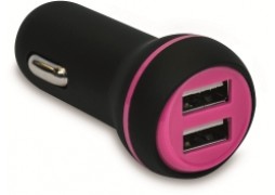 Incarcator Auto 2xUSB 2.1A Negru + Roz