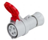 Priza industriala trifazata, pe cablu, GEWISS , 400v, 5P , 32A , IP44 , Alb/Rosu