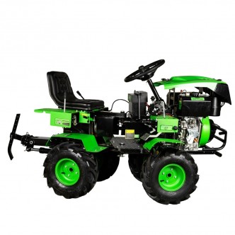 Mini tractor Micul Fermier, 17cp 530cc, motor pe motorina 4T, 4X4, 4 viteze, pornire electrica, 2 cutii de viteze, sistem hidraulic