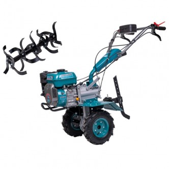 Motocultor pe benzina TOTAL TGC12001, 7 CP, latime lucru 120 cm, transmisie directa, cu roti si freze