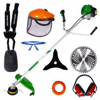 Pachet Motocoasa pe benzina, 10 accesorii, 4.76cp, 52cc, 2T, pornire rapida Easy Start, Micul Fermier 