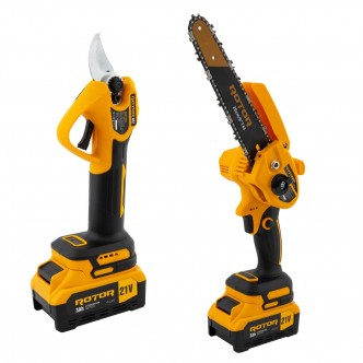 Set mini fierastrau CS1 si Foarfeca de gradina GS1 pe acumulator ROTOR, 500 W,600 W 4500 rot/min, 21 V 3 Ah Set mini fierastrau CS1 si Foarfeca de gradina GS1 pe acumulator ROTOR, 500 W,600 W 4500 rot/min, 21 V 3 Ah