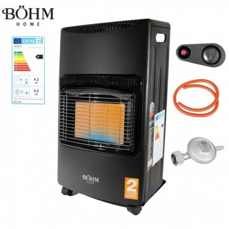 Soba pe gaz GPL pliabilă BÖHM BF-003B , 4,20 kW , 3 trepte de putere , 20-80 m² , Regulator GPL + Furtun GPL 1,5 m