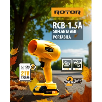 SUPER Suflanta aer pe acumulator ROTOR RCB-1.5A 45m/s, 21V/1,3Ah