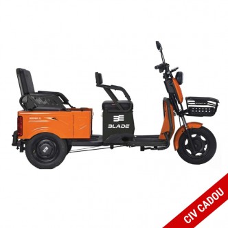 Triciclu electric 2 in 1 BLADE DUO MAX 11, 1200W, Portocaliu / Negru, 2 locuri + bena cargo, autonomie pana la 50 km, CIV GRATUIT
