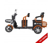 Triciclu electric persoane BLADE TRIP X2 Negru-Portocaliu, 2000W, 2 locuri, autonomie pana la 70 km, CIV GRATUIT