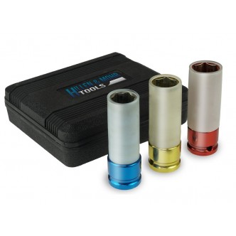 Set tubulare impact cu protectie de silicon pentru jenti aluminiu, 1/2" 17mm, 19mm, 21mm