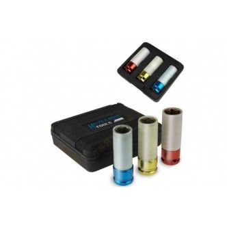 Set tubulare impact cu protectie de silicon pentru jenti aluminiu, 1/2" 17mm, 19mm, 21mm