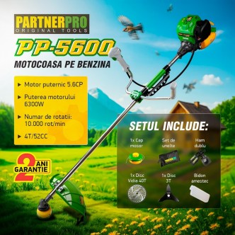 Motocoasa pe benzina in 4 timpi (nu necesita benzina cu amestec), 5.6CP PartnerPro PP5600