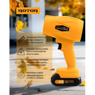 SUPER Suflanta aer pe acumulator ROTOR RCB-1.5A 45m/s, 21V/1,3Ah