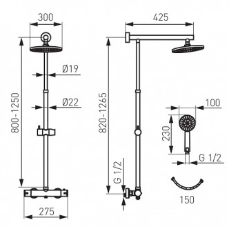 Sistem dus cu baterie termostatata Ferro Trevi NP75-TRV7U Safe Touch System