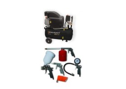 Compresor aer cu ulei aer 24L, 1500W, Pansam BONUS Set accesorii aer comprimat , 5 piese