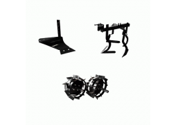 Pachet accesorii motocultor, Plug arat + Cultivator + Roti metalice