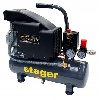 Compresor aer Stager, 6L, 1HP,8bar, 126L/min, motor cupru